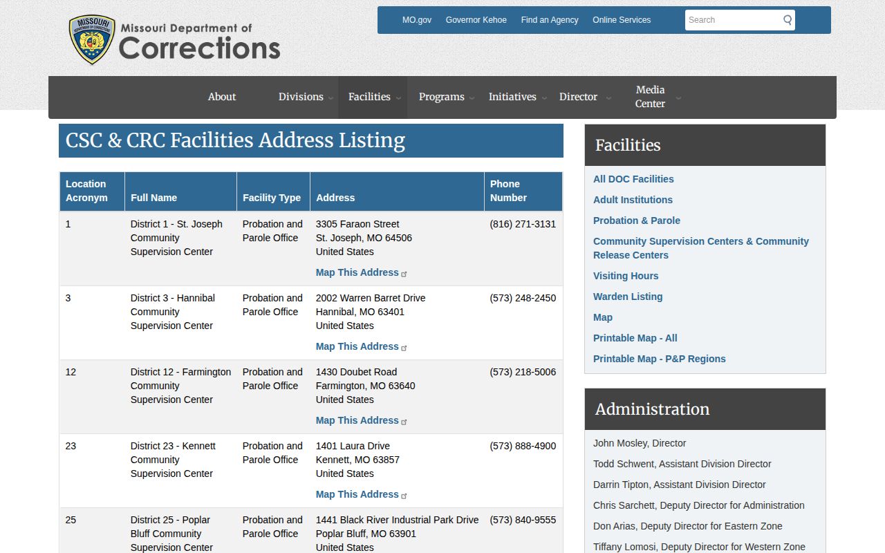 Buchanan County parole and probation District 1 office directory